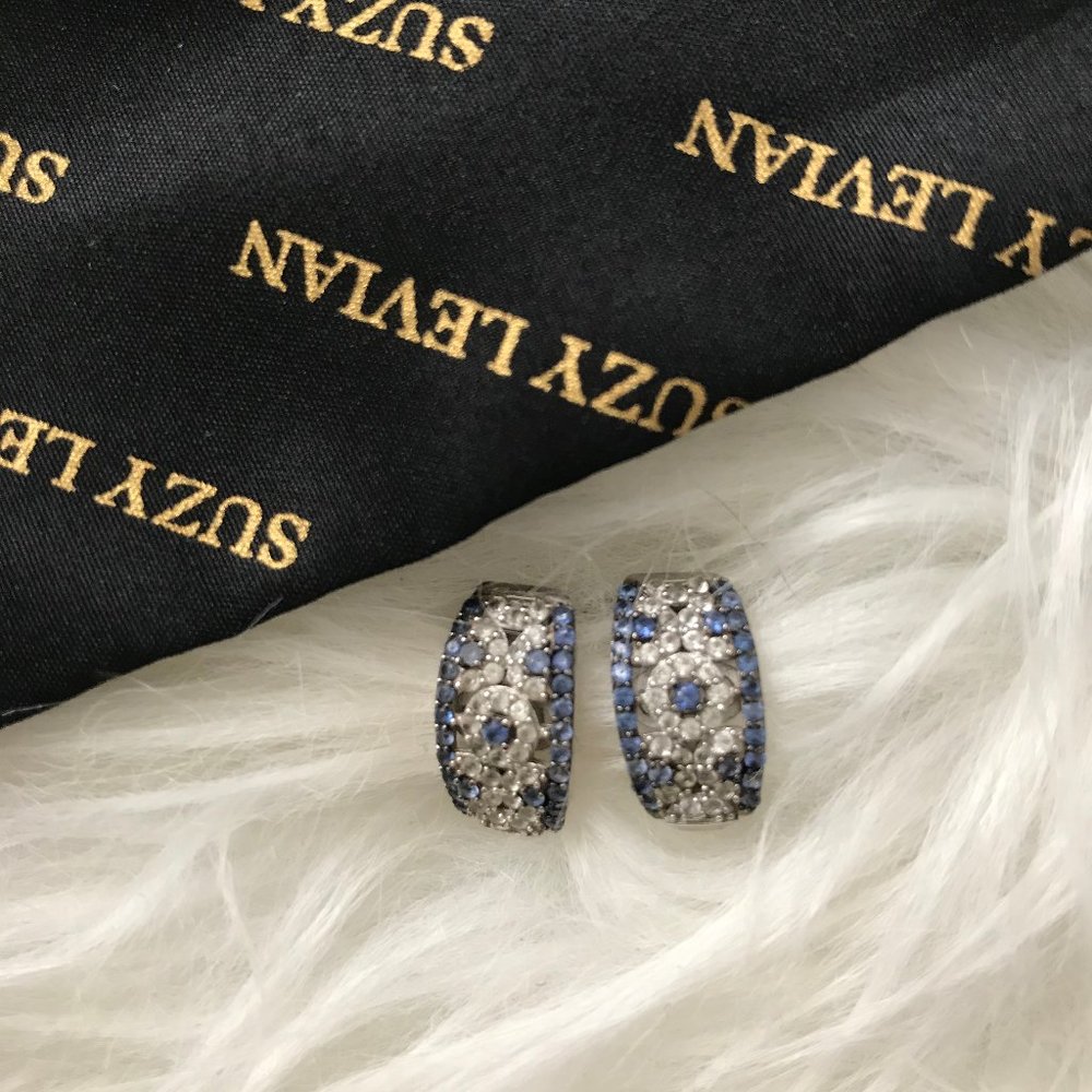 Sterling Sapphire & Diamond Abstract Earrings